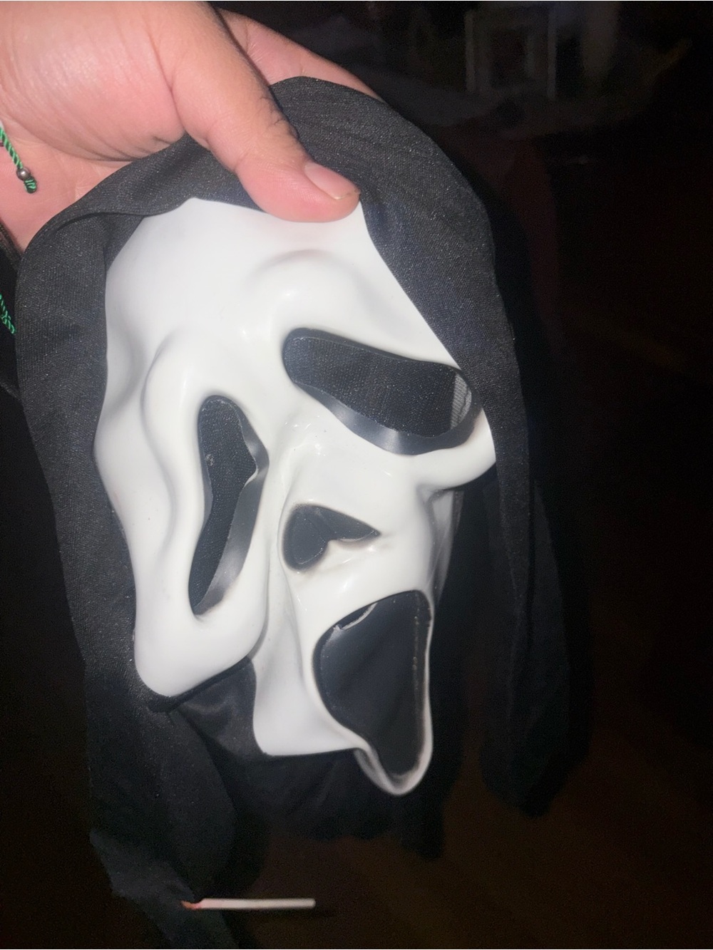 Classic White Ghost Face Kids Costume Mask with Black Hood